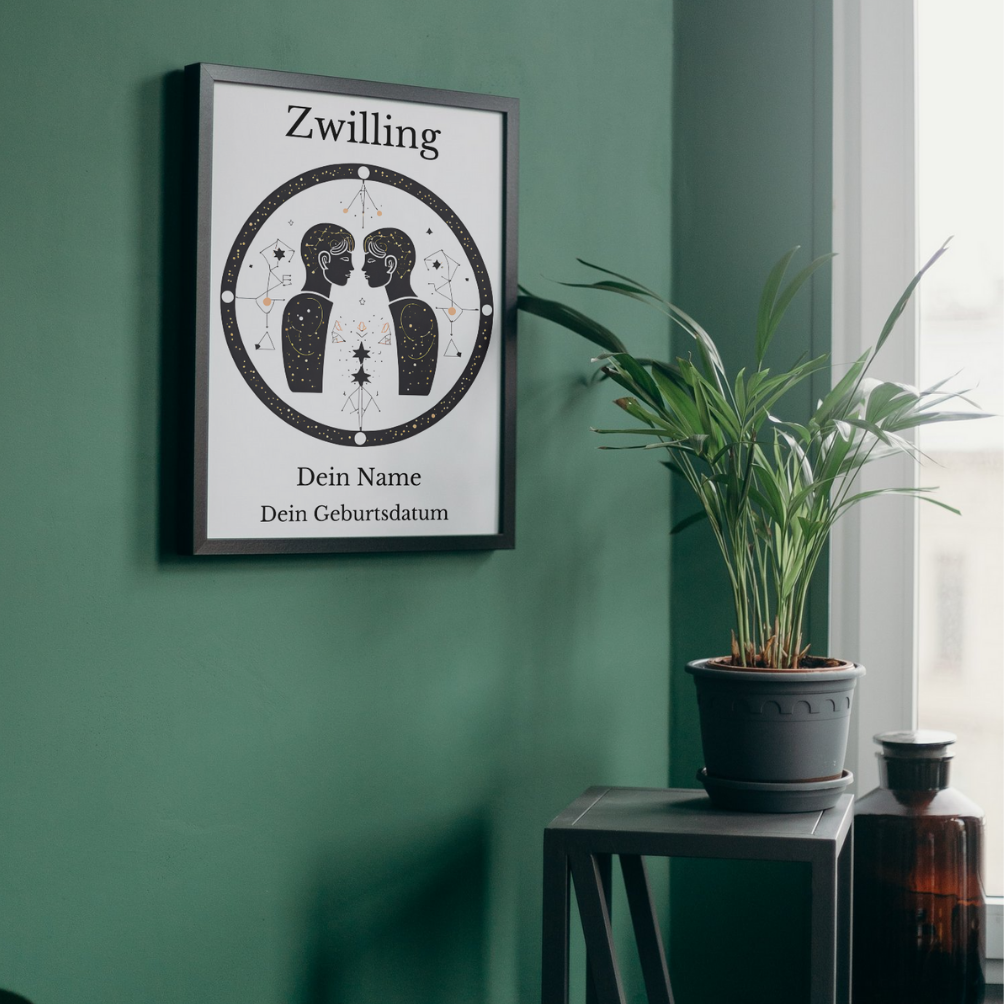 Poster Sternzeichen Zwilling personalisiert